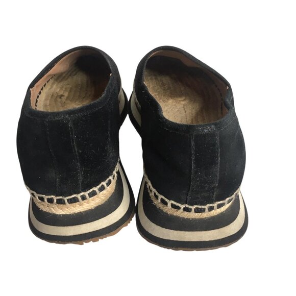 Tory Burch Shoes Womens Size 8.5 Black Espadrille Slip-On Canvas Jute Logo Flat - Picture 2 of 16